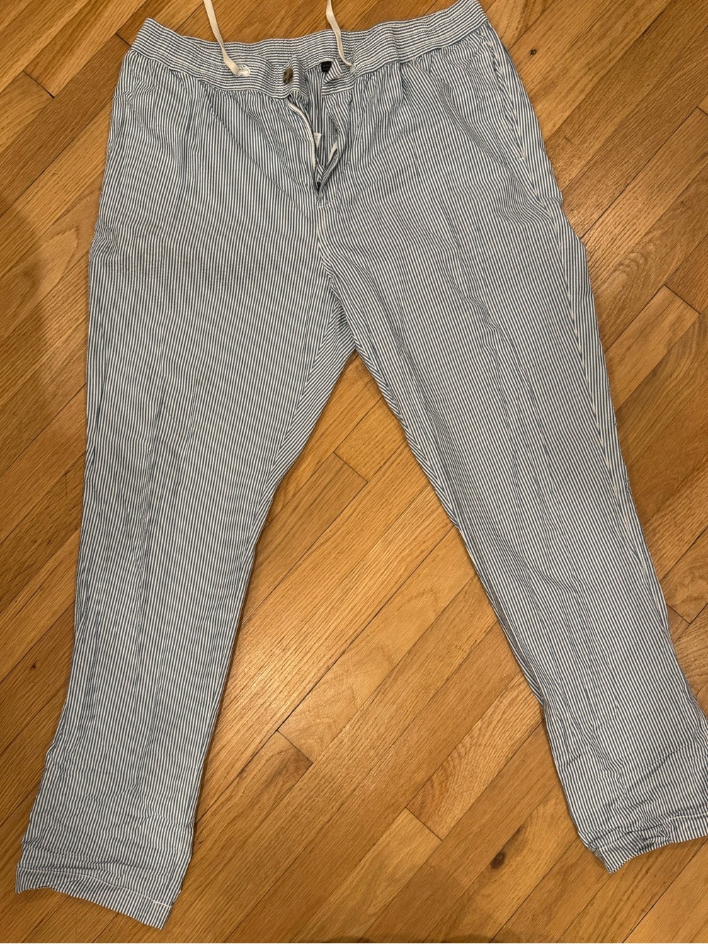 J. Crew Blue and White Striped Drawstring Pants